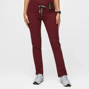 FIGS High Waist Yola Skinny Scrub Pants Burgundy Red Women's Size Medium Petite